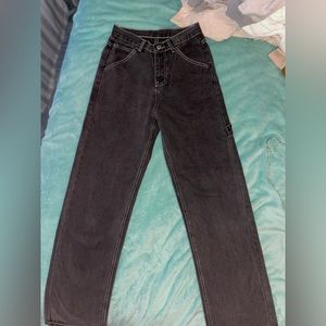 Super cute for going out grey loosely fitting flared jeans.